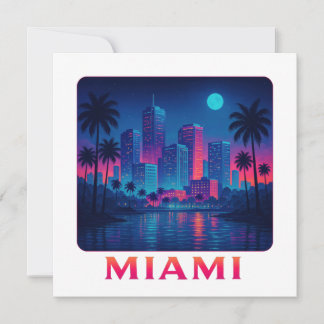 Carte Miami Moonrise - Neon Skyline Card