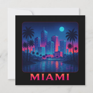 Carte Miami Moonrise - Neon Skyline Card
