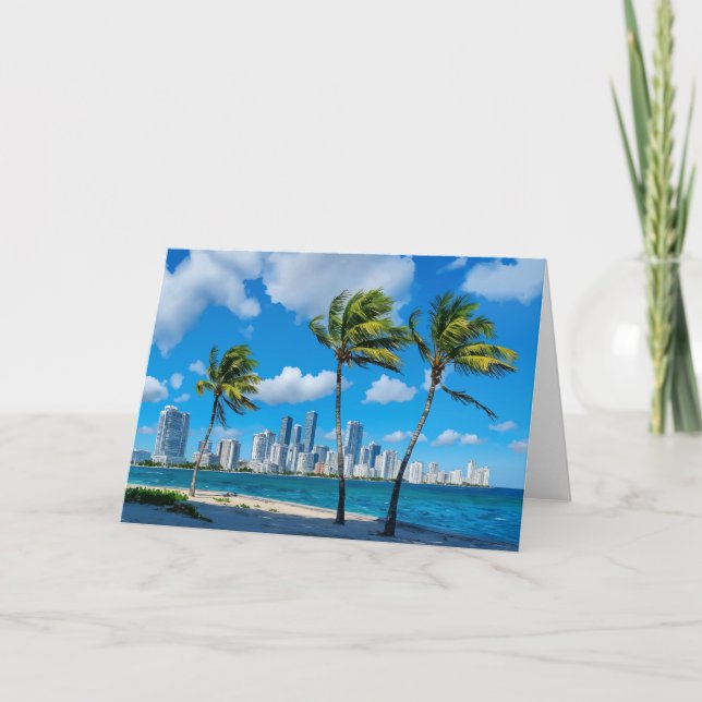 Carte Miami South Beach Floride Aquarelle (Devant)