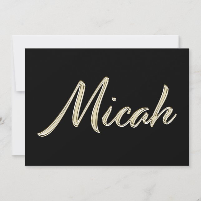 Carte Micah name white gold Handwriting (Devant)