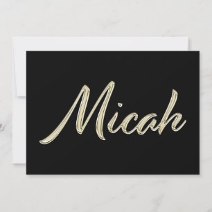 Carte Micah name white gold Handwriting