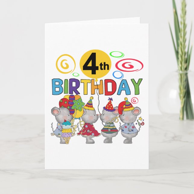 Carte Mice 4th Birthday T-shirts et cadeaux (Devant)