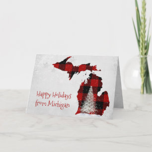 Carte Michigan Christmas Buffalo Plaid