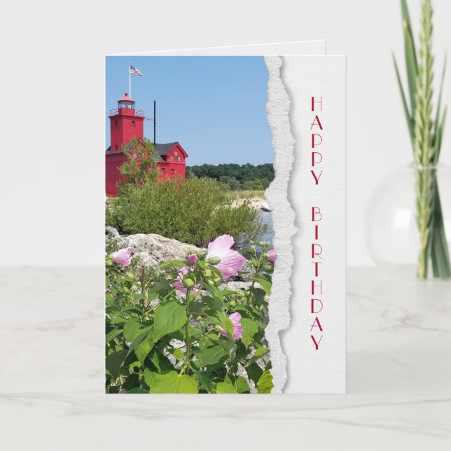 Carte Michigan Red Lighthouse et Hibiscus (Devant)