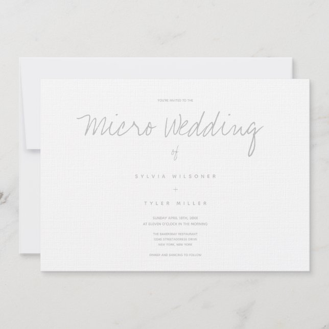 Carte Micro Mariage blanc gris horizontal (Devant)