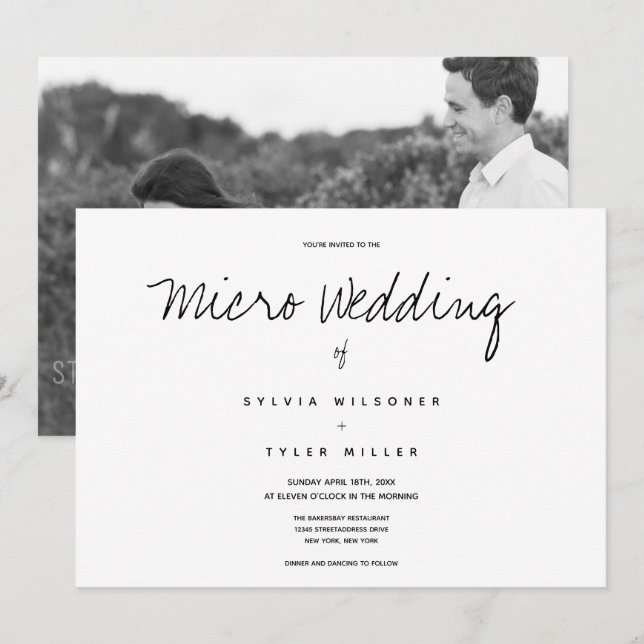 Carte Micro Mariage photo Mariage horizontal (Devant / Derrière)