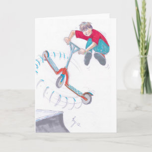 Carte micro scooter microscooter tour dessin animé