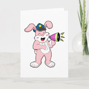 Carte Microphone agent de police lapin