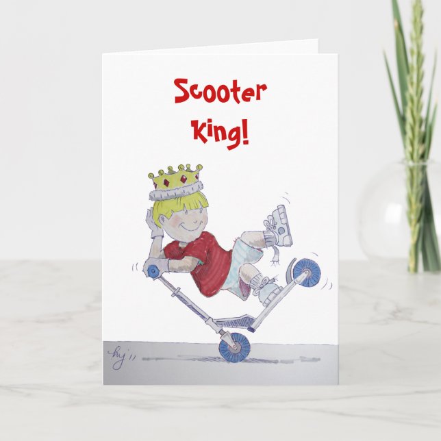 Carte Microscooter caricature cascadeur scooter rider (Devant)