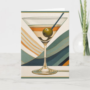 Carte Mid Century Modern Martini Cocktail Heure