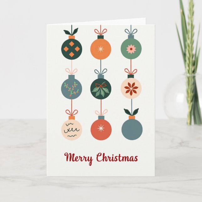 Carte Mid Century Modern Ornament Merry Christmas Card (Devant)