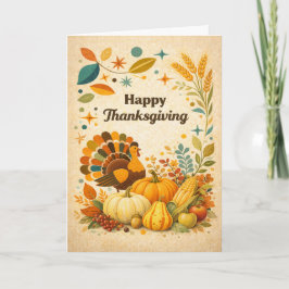 Carte Mid Century Modern Thanksgiving Turkey Harvest