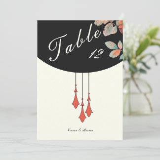 Carte Midnight Autumn Wedding Table Number