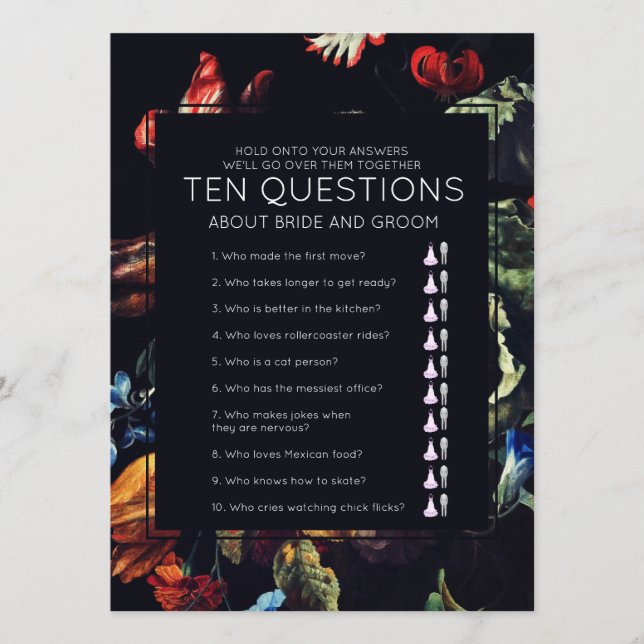 Carte Midnight Garden Ten Questions Mariage Jeu (Devant)