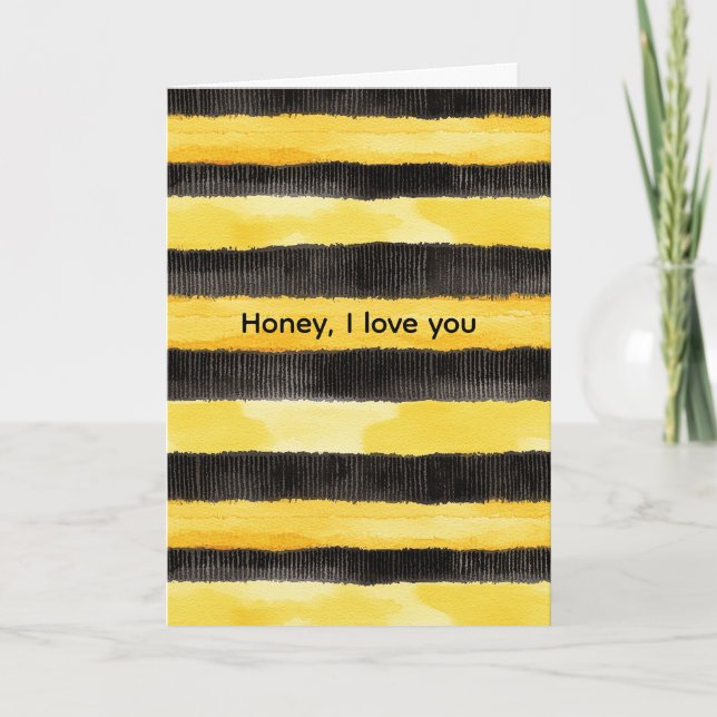 Carte Miel Abeille Noir Or Jaune Noël (Devant)