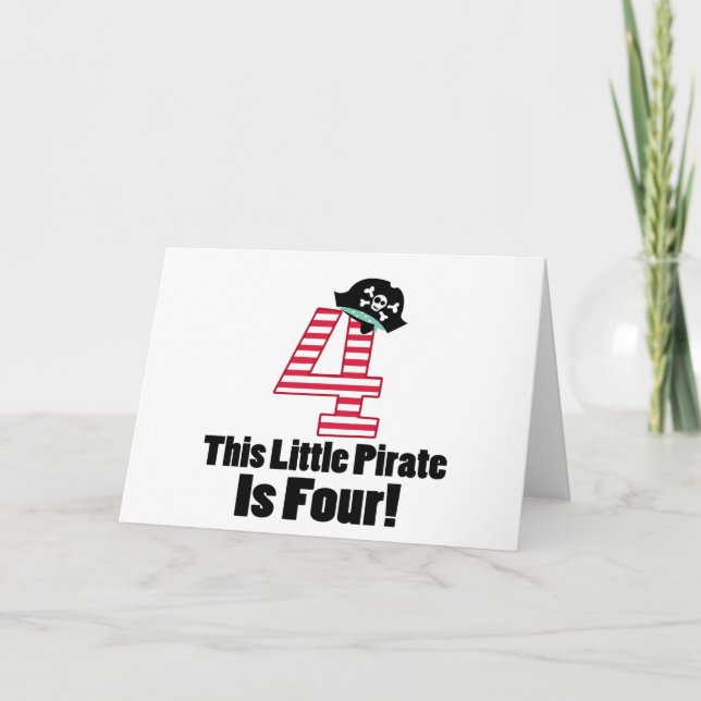Carte Mignon 4 Anniversaire Pirate (Devant)