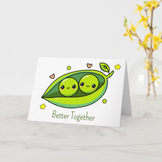 Carte Mignon Deux Petits Pois Dans Une Cosse Ensemble