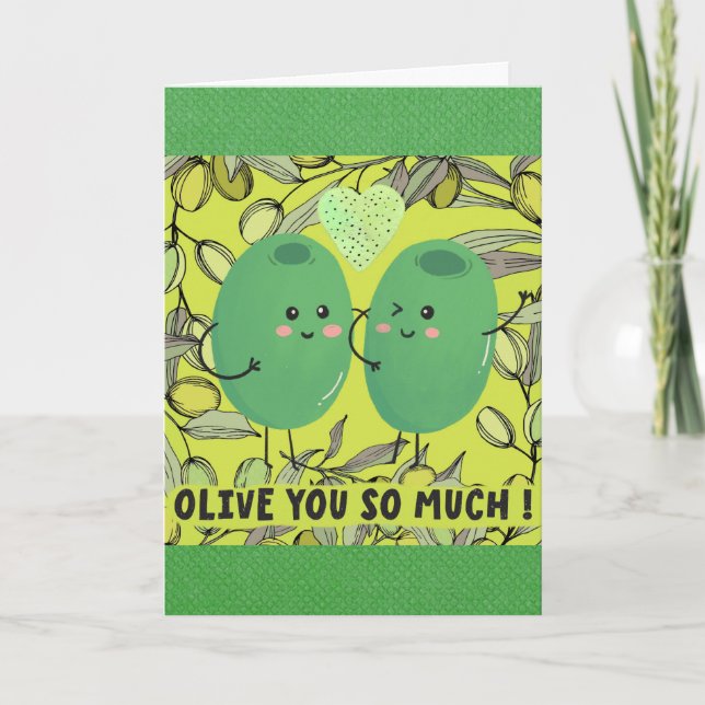 Carte Mignon Drôle Olive Vous Je T'aime (Devant)