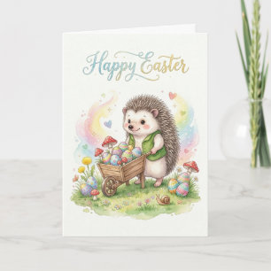 Carte Mignon hérisson de Pâques à l'aquarelle