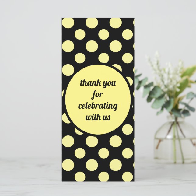 Carte Mignon Jaune Noir Grand Grand Motif à pois (Debout devant)