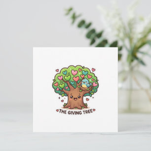Carte Mignon Kawaii L'Arbre Généreux Cœur Feuilles KiSti