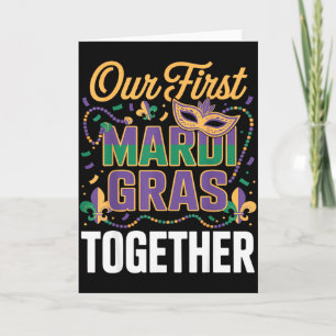 Carte Mignon Notre Premier Mardi Gras Ensemble Masque De