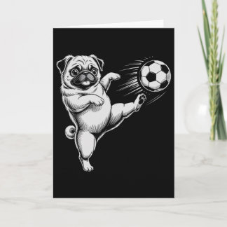 Carte Mignon papa pug de foot Chien Ll jouer club buts E