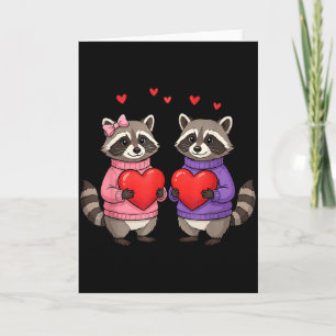 Carte Mignon Raton Laveur Sauvage Saint-Valentin Cœur Am