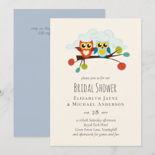 Carte Mignonette OWLS Mariage à thème Bleu orange