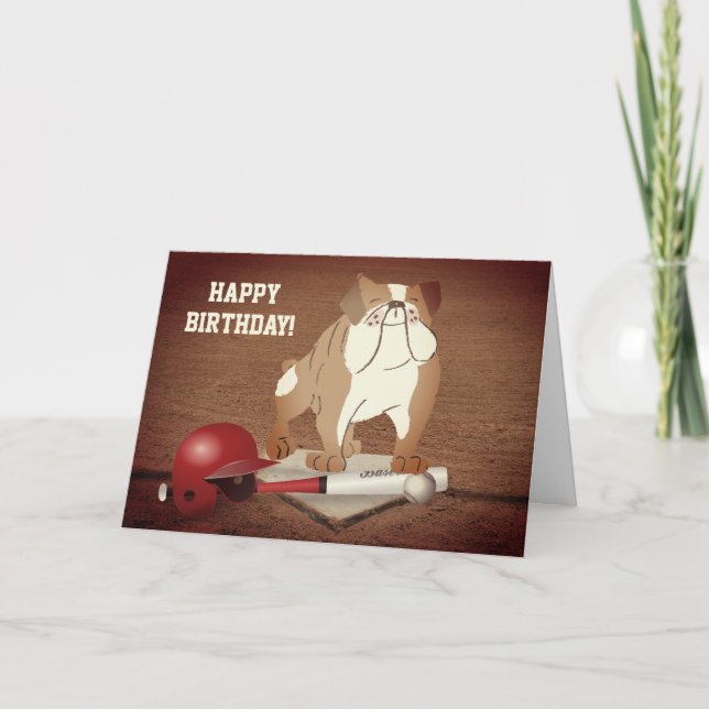 Carte Mignonne Accueil Plate Baseball Bulldog Joyeux Ann (Devant)