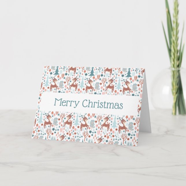 Carte Mignonne cerf en Forêt Whimsical Noël Motif (Devant)