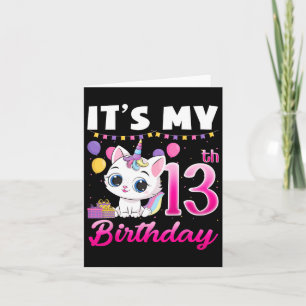 Carte Mignonne C'est mon 13e anniversaire Chat Unicorn 1