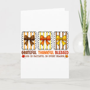 Carte Mignonne Coquette Chrétienne Automne Nœud Grateful