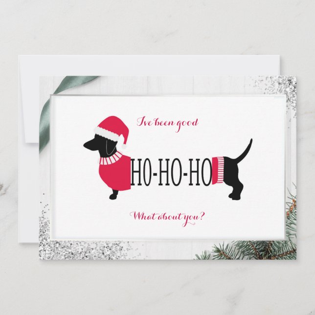 Carte Mignonne Dachshund Chien de Noël J'ai été bonne ca (Devant)