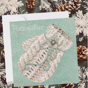 Carte Mignonne de fil d'hiver vintage gris turquoise rus