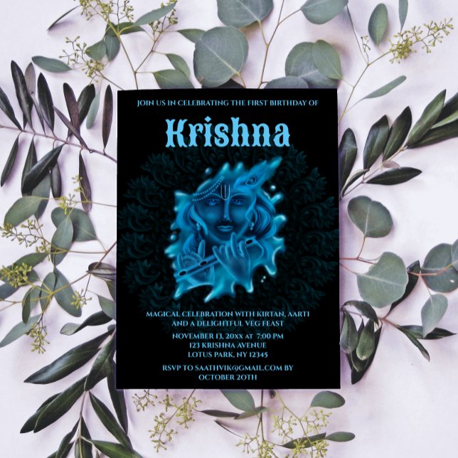 Carte mignonne de Krishna pour un anniversaire - A (Créateur téléchargé)