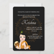 Carte mignonne de Krishna pour un anniversaire - A