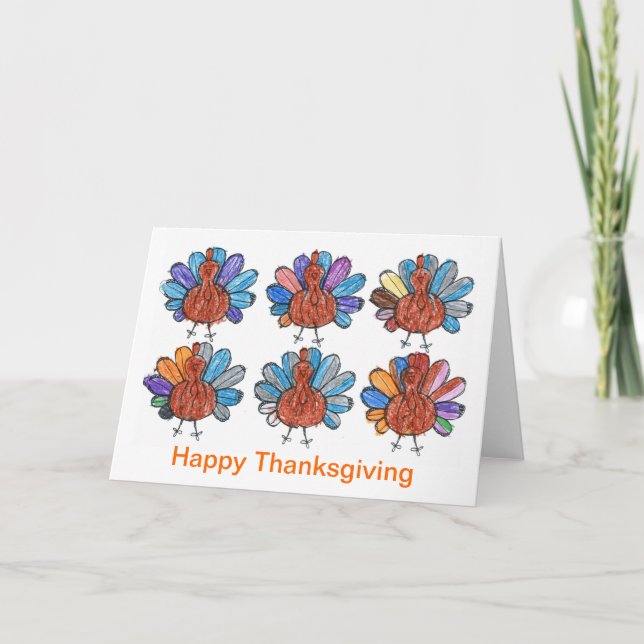 Carte mignonne de thanksgiving d'art d'enfants de (Devant)