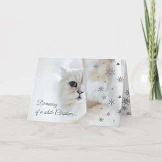 Carte mignonne de vacances de chat de Noël blanc