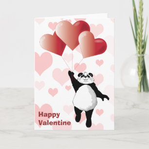 Carte mignonne de Valentine de panda et de ballons