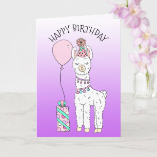 Carte Mignonne Drôle Lama Humour Joyeux anniversaire