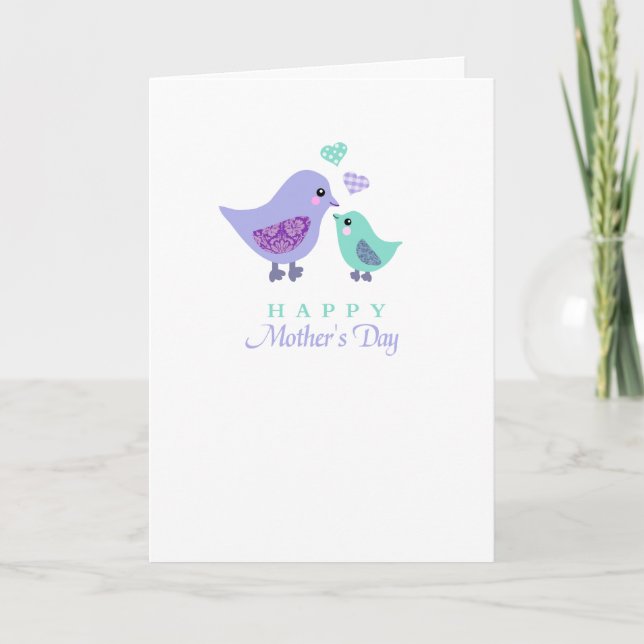 Carte mignonne du jour de mère de poussin d'oiseau (Devant)