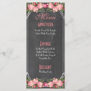carte mignonne et élégante de menu de mariage