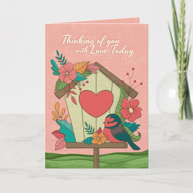 Carte Mignonne Fleurs d'Oiseaux Carte de Fête des  (Devant)