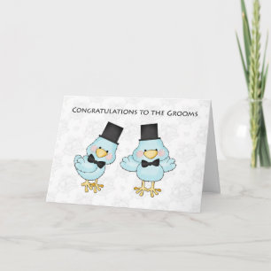 Carte Mignonne Groom Birds, Hommes Gays Mariages Félicit