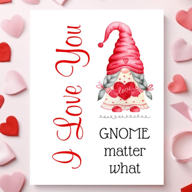Carte Mignonne Je T'Aime Fille Gnome Matière Ce Valentin (Créateur téléchargé)