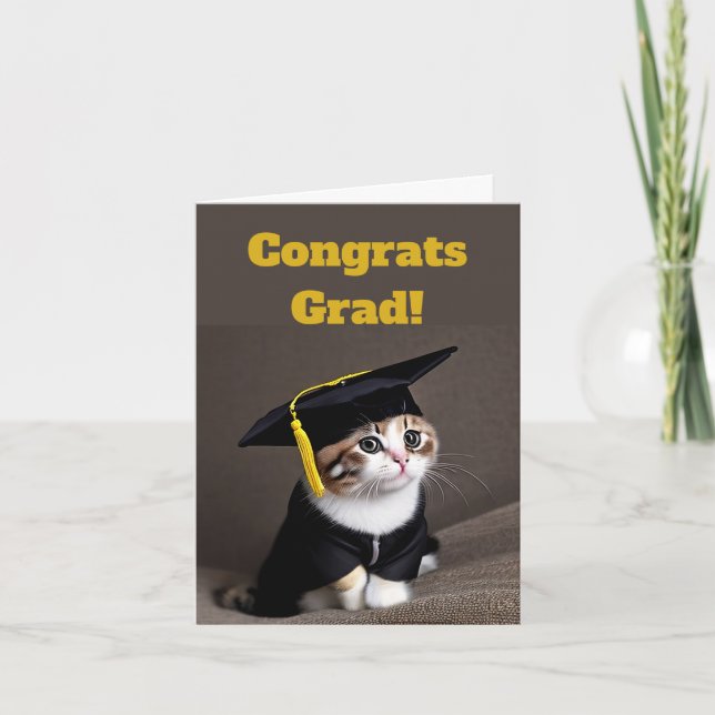Carte Mignonne Kitten Graduation (Devant)