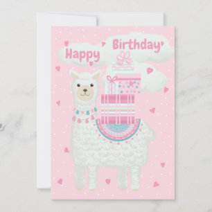 Carte Mignonne lama rose et menthe