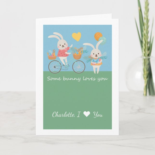 Carte Mignonne Lapin Certains Bunny Vous Aime Personnali (Devant)
