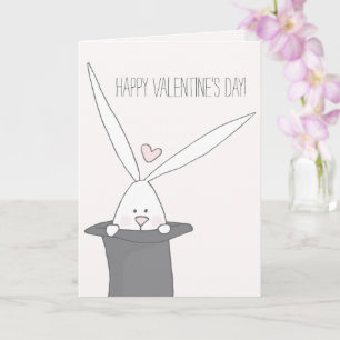 Carte Mignonne lapin dans un chapeau de haut - Heureuse 